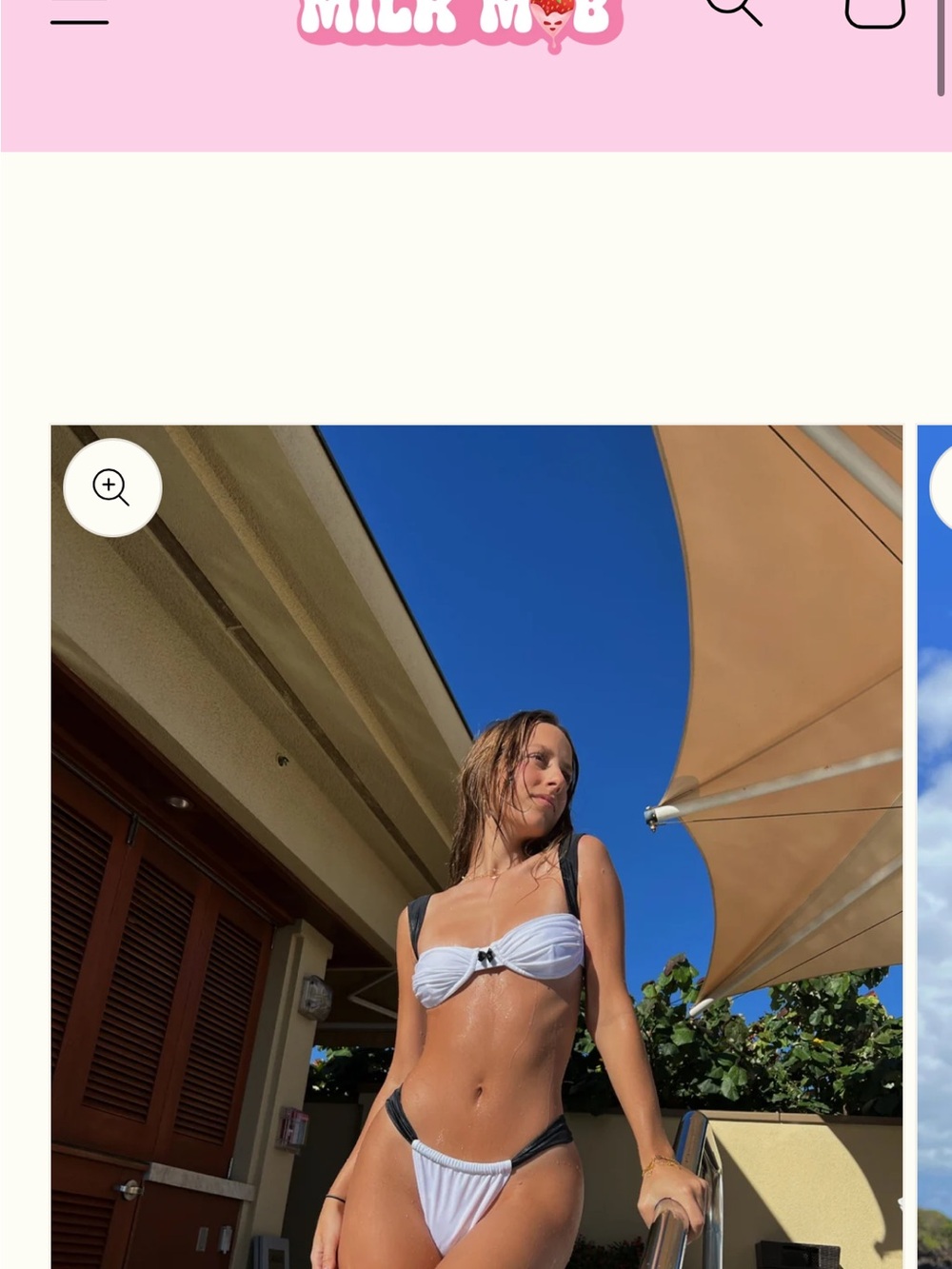 Strawberry Milk Mob White and Black Contrast Bikini Set
